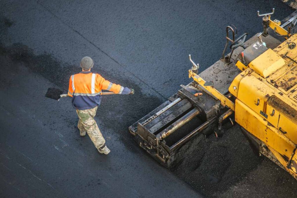 New Pavement Being Put Down In Front Of Office Building