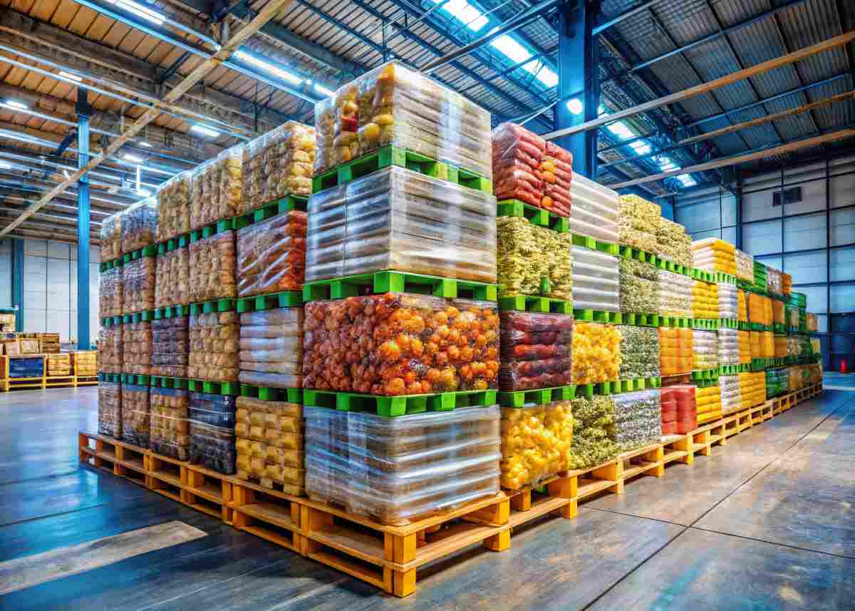 Pallets Of Consumer Packaged Goods In A Warehouse