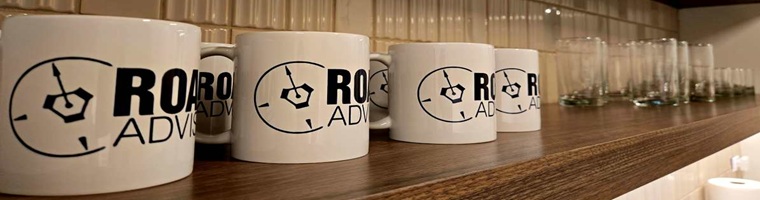 Coffee Mugs Labelled with Roadmap Advisors