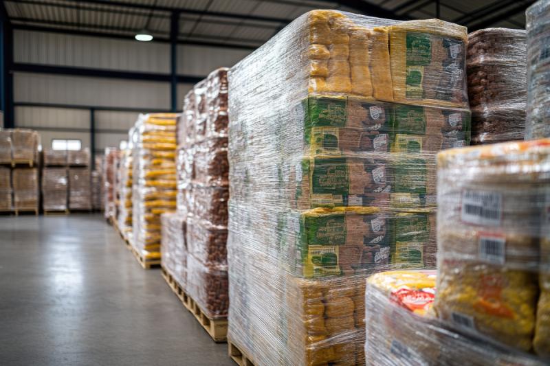Packaged Goods Wrapped On Pallet