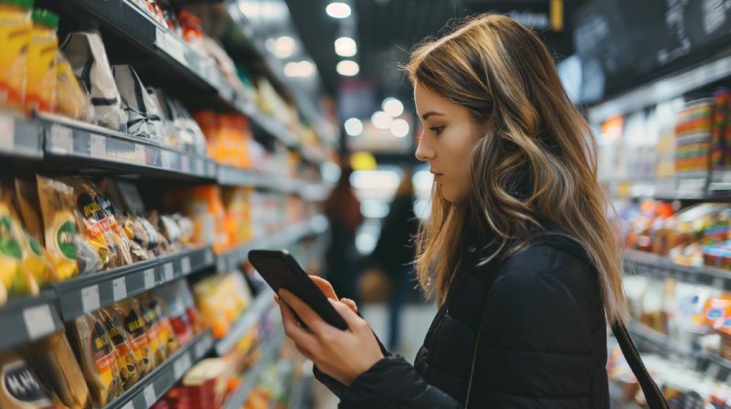 Shopper Checking The Nutrition Of Food