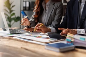 businessman team working at office with document on his desk