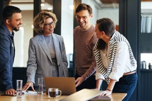 business people having a meeting in a tech company