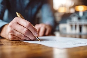businessman signing a contract papers