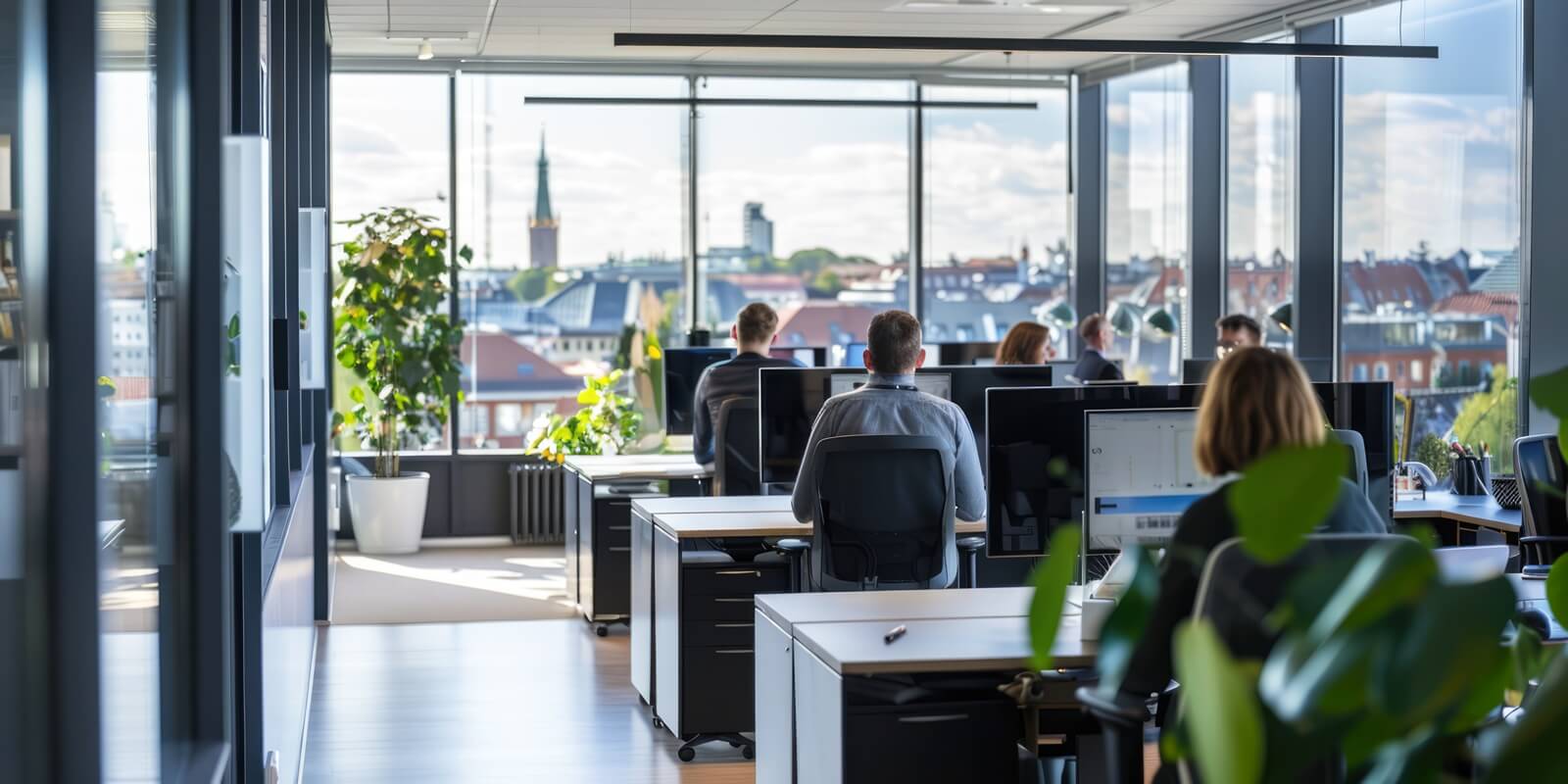 concept of green sustainable environmental business office space workspace, employee wellness and social climate