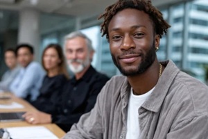 office members during a meeting