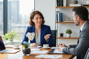 Business Advisor Explaining Businessman Right Time for Selling