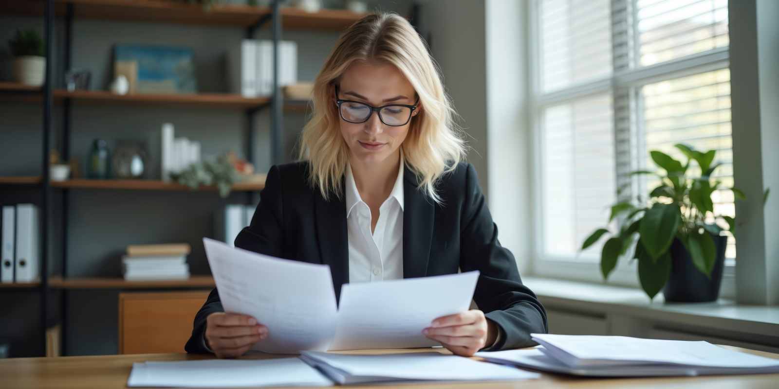 M&A Buyer Checking Sales Documents at Her Desk