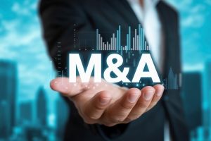 Businessman Holding M&A Strategy Financial Growth Concept