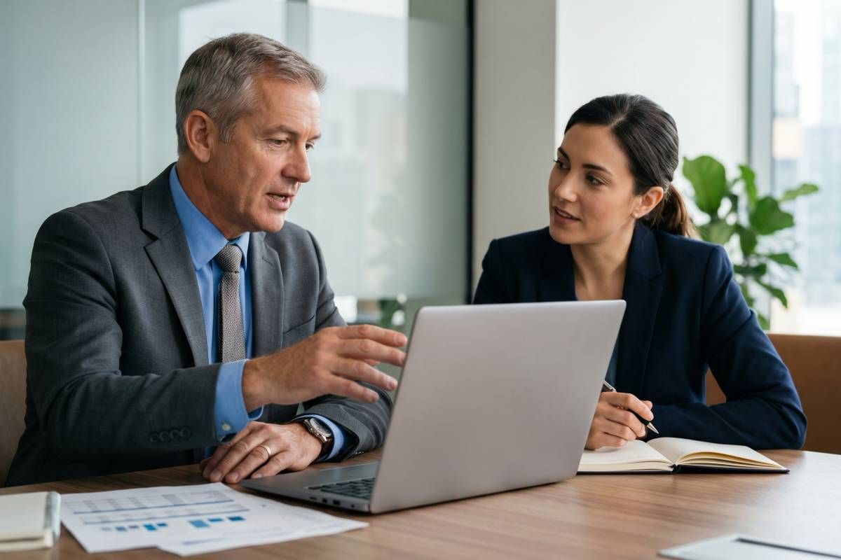 consultants discussing the need for cash in selling a business